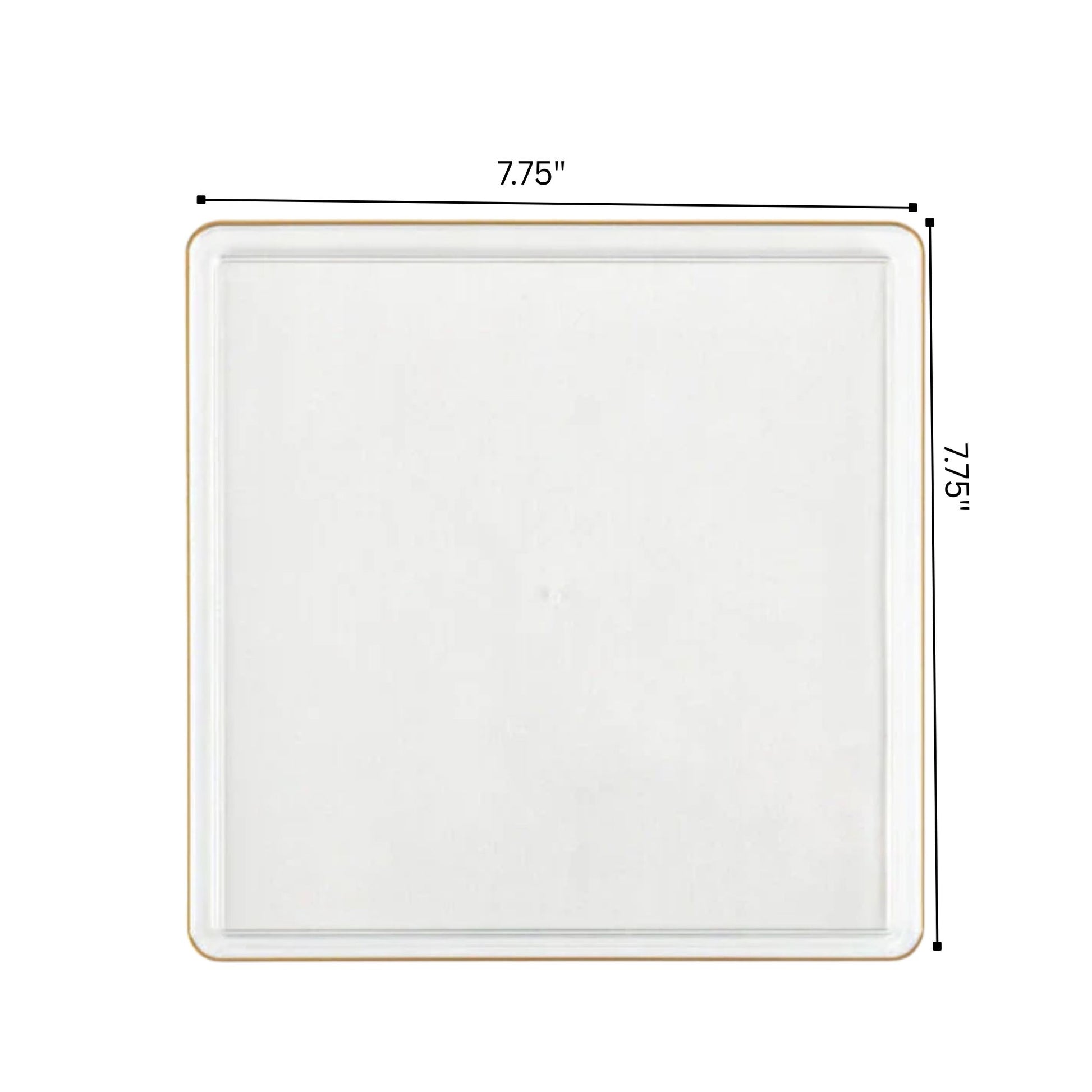 COMBO SET The Edge Collection 10.75" & 7.75" Square White With Gold Rim Plastic Dinnerware Combo Disposable Plates SIMCHA Collection