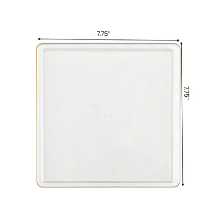 COMBO SET The Edge Collection 10.75" & 7.75" Square White With Gold Rim Plastic Dinnerware Combo Disposable Plates SIMCHA Collection