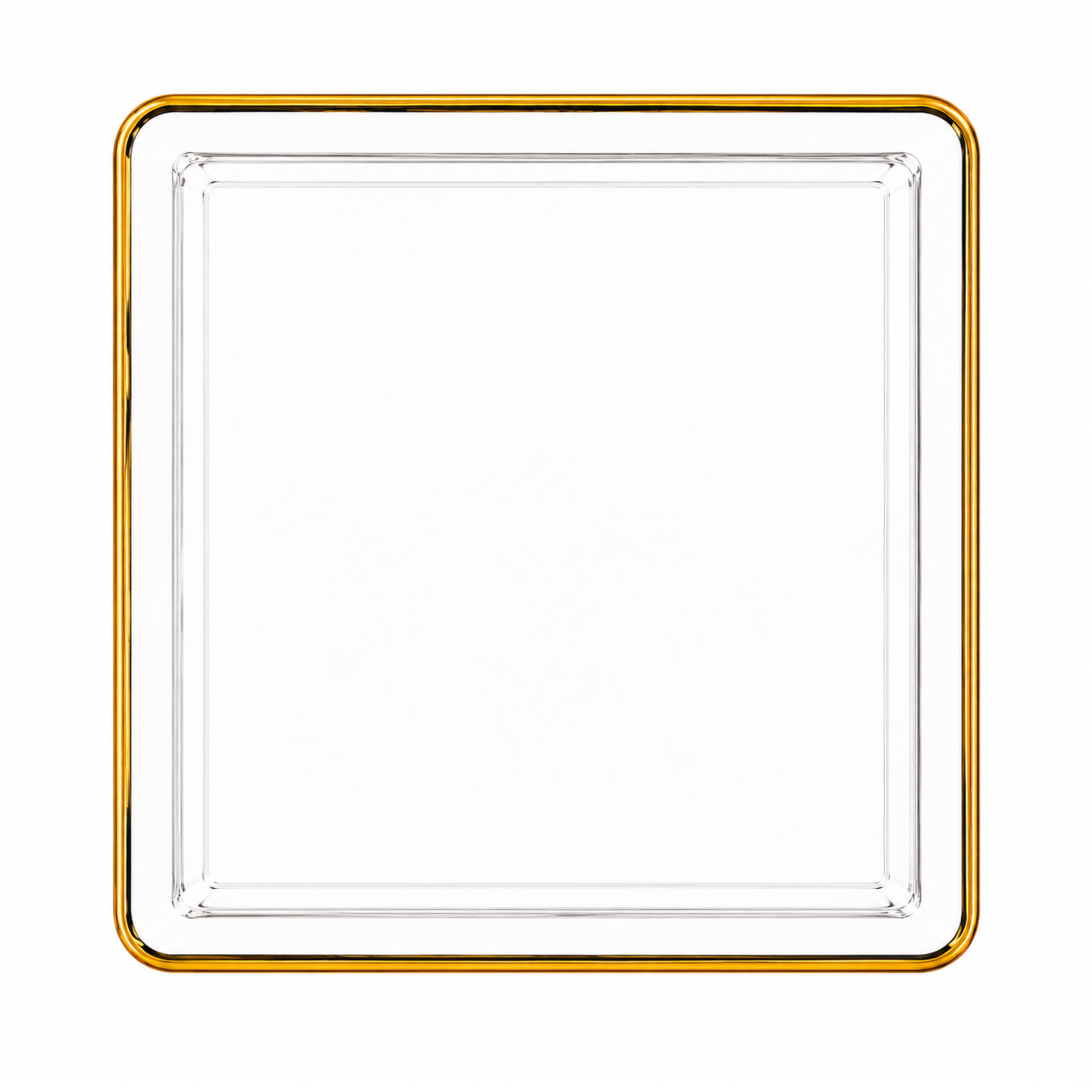 10.75"&7.75" Square White With Gold Rim Plastic Plates COMBO Set-Edge Combo Disposable Plates SIMCHA Collection