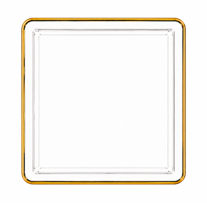 10.75"&7.75" Square White With Gold Rim Plastic Plates COMBO Set-Edge Combo Disposable Plates SIMCHA Collection