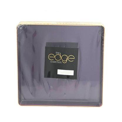 The Edge Collection 7.75" Transparent Purple with Gold Rim Square Plastic Plates Disposable Plates SIMCHA Collection