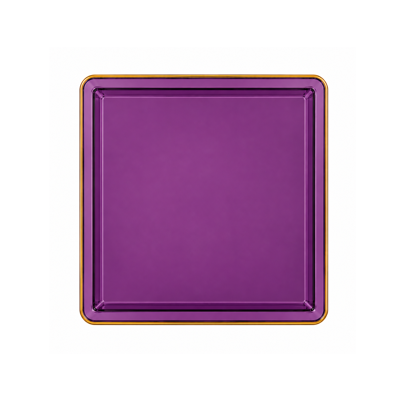 Edge 7.75" Transparent Purple with Gold Rim Square Dessert Plastic Plates Disposable Plates SIMCHA Collection