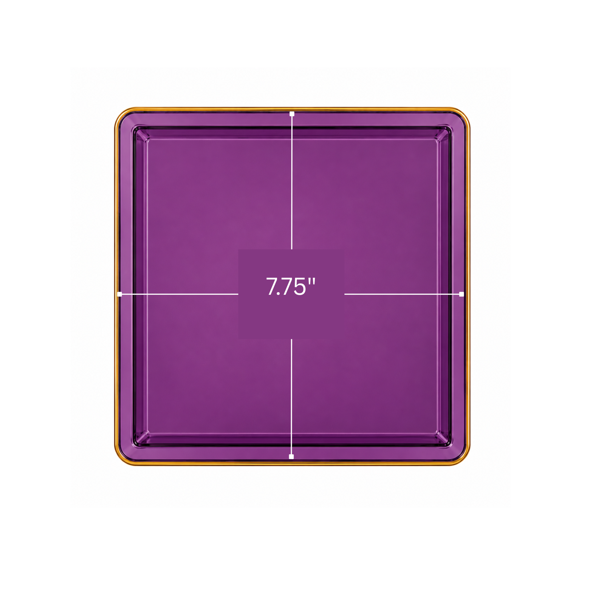 Edge 7.75" Transparent Purple with Gold Rim Square Dessert Plastic Plates Disposable Plates SIMCHA Collection