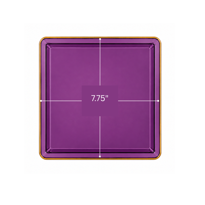 Edge 7.75" Transparent Purple with Gold Rim Square Dessert Plastic Plates Disposable Plates SIMCHA Collection