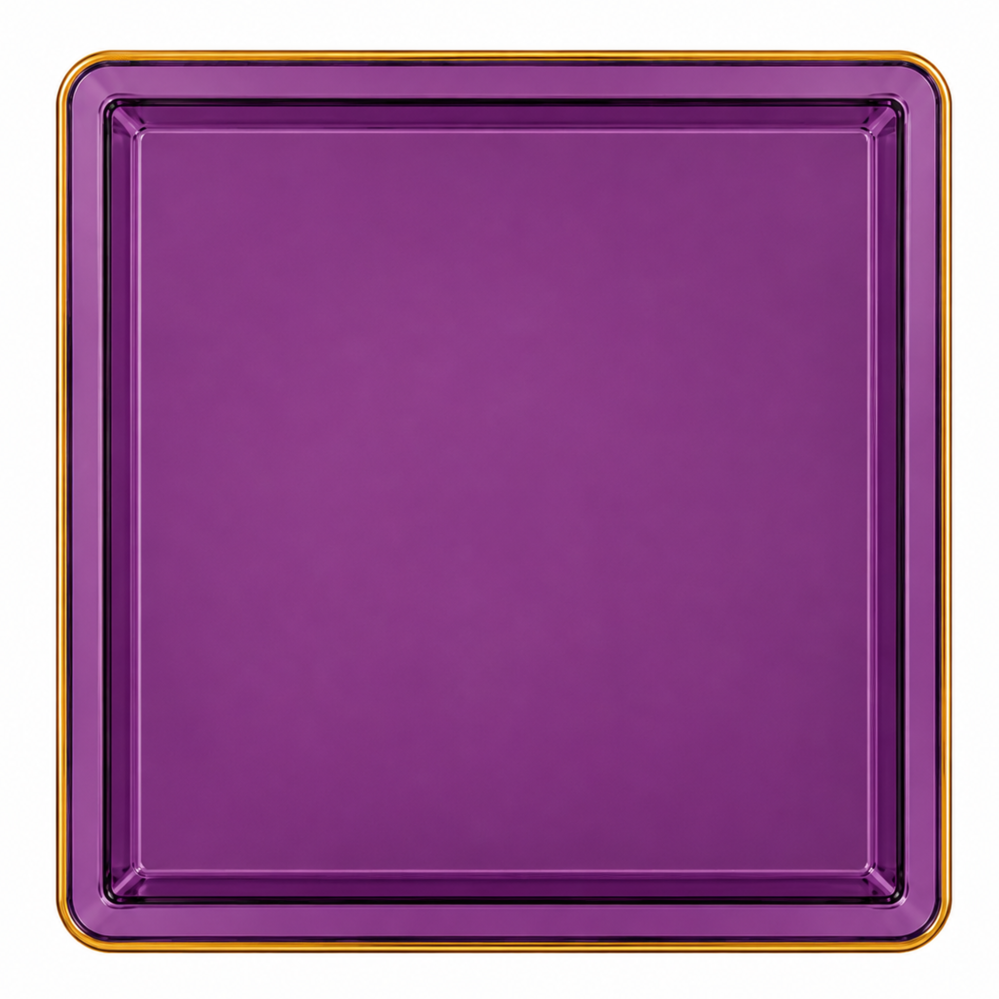 10.75"&7.75" Square Purple With Gold Rim Plastic Plates COMBO Set-Edge Combo Disposable Plates SIMCHA Collection