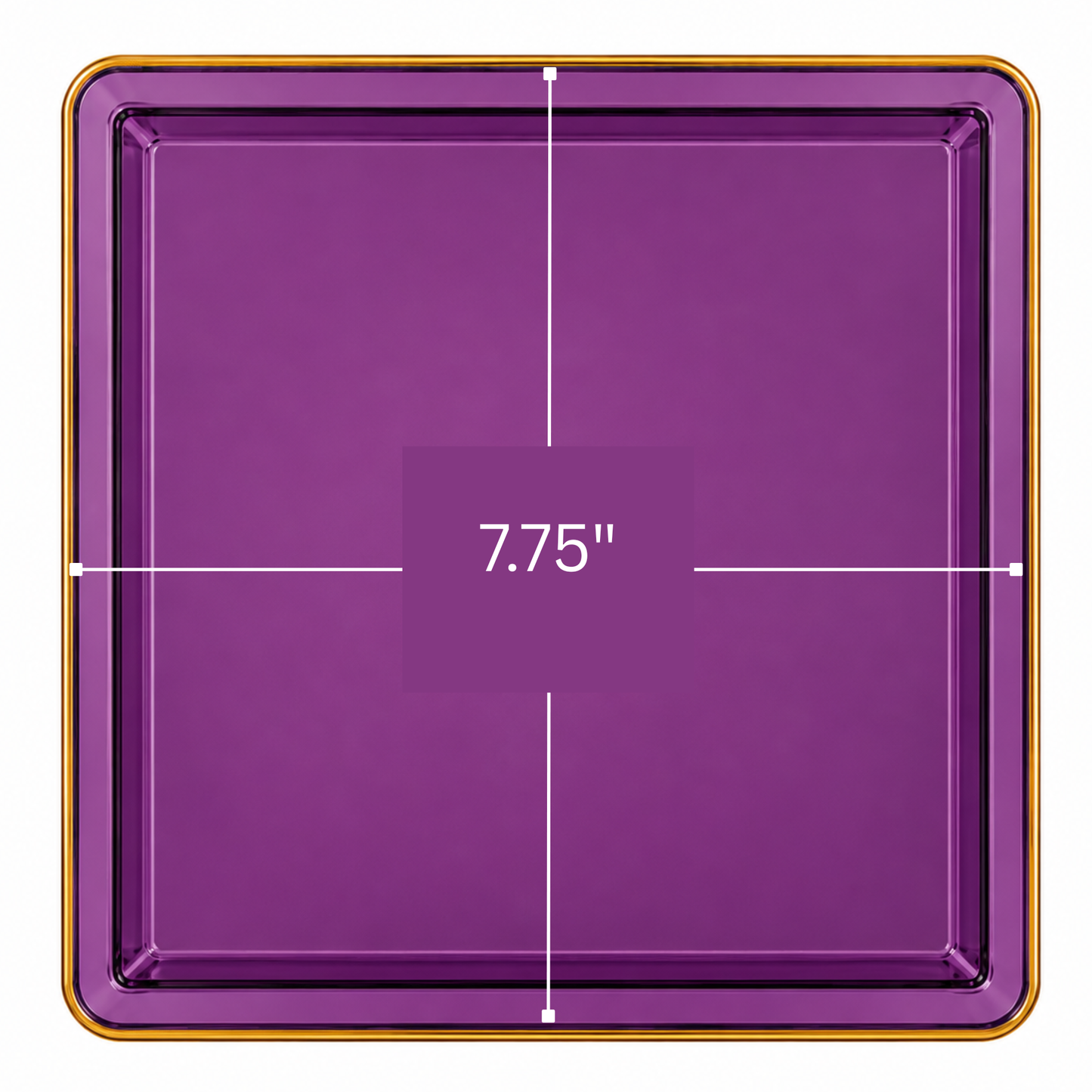 Edge 10.75" Transparent Purple with Gold Rim Square Plastic Dinner Plates Disposable Plates SIMCHA Collection