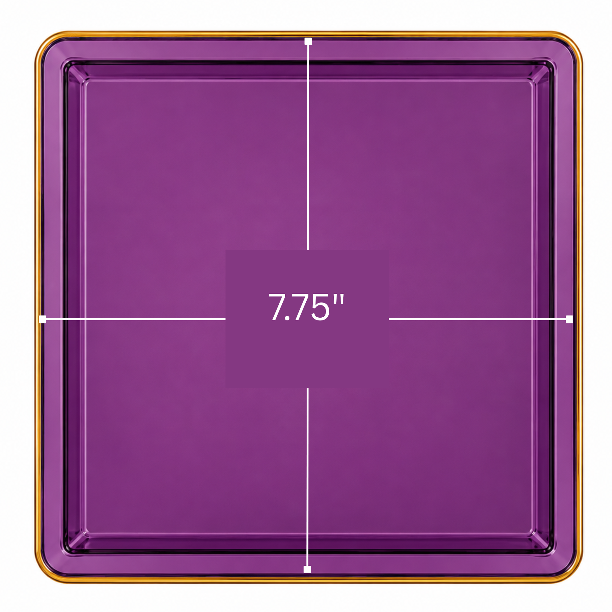 Edge 10.75" Transparent Purple with Gold Rim Square Plastic Dinner Plates Disposable Plates SIMCHA Collection