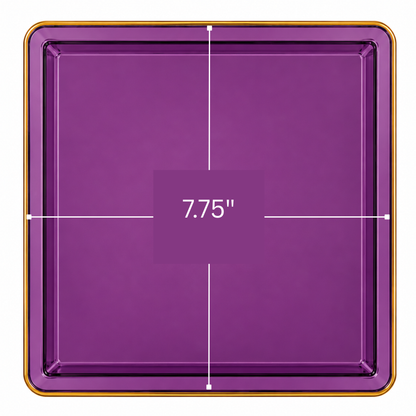 Edge 10.75" Transparent Purple with Gold Rim Square Plastic Dinner Plates Disposable Plates SIMCHA Collection