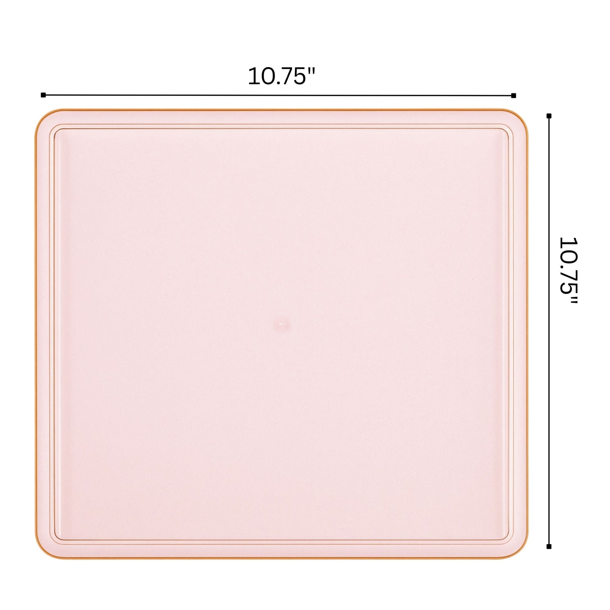 COMBO SET The Edge Collection 10.75" & 7.75" Square Pink With Gold RIme Plastic Dinnerware:20CT Combo Disposable Plates SIMCHA Collection