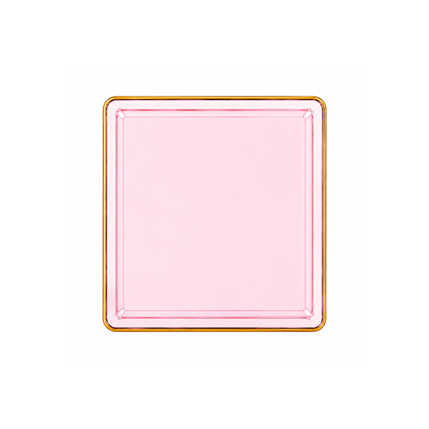 Edge 7.75" Transparent Pink with Gold Rim Square Dessert Plastic Plates Disposable Plates SIMCHA Collection