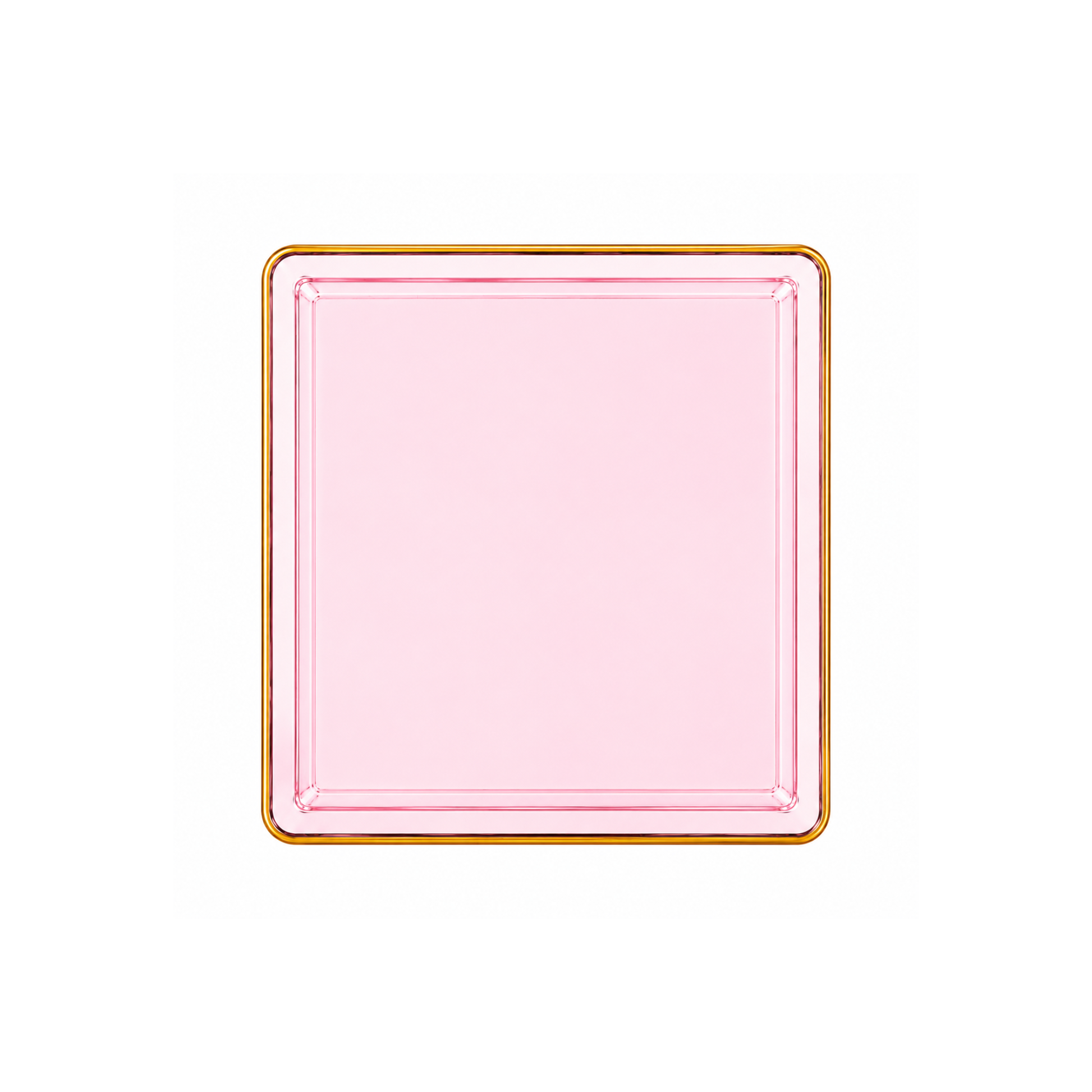 Edge 7.75" Transparent Pink with Gold Rim Square Dessert Plastic Plates Disposable Plates SIMCHA Collection