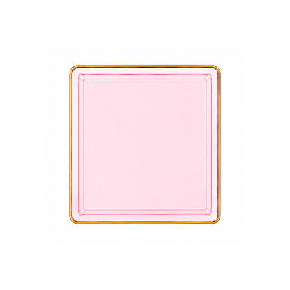 Edge 7.75" Transparent Pink with Gold Rim Square Dessert Plastic Plates Disposable Plates SIMCHA Collection
