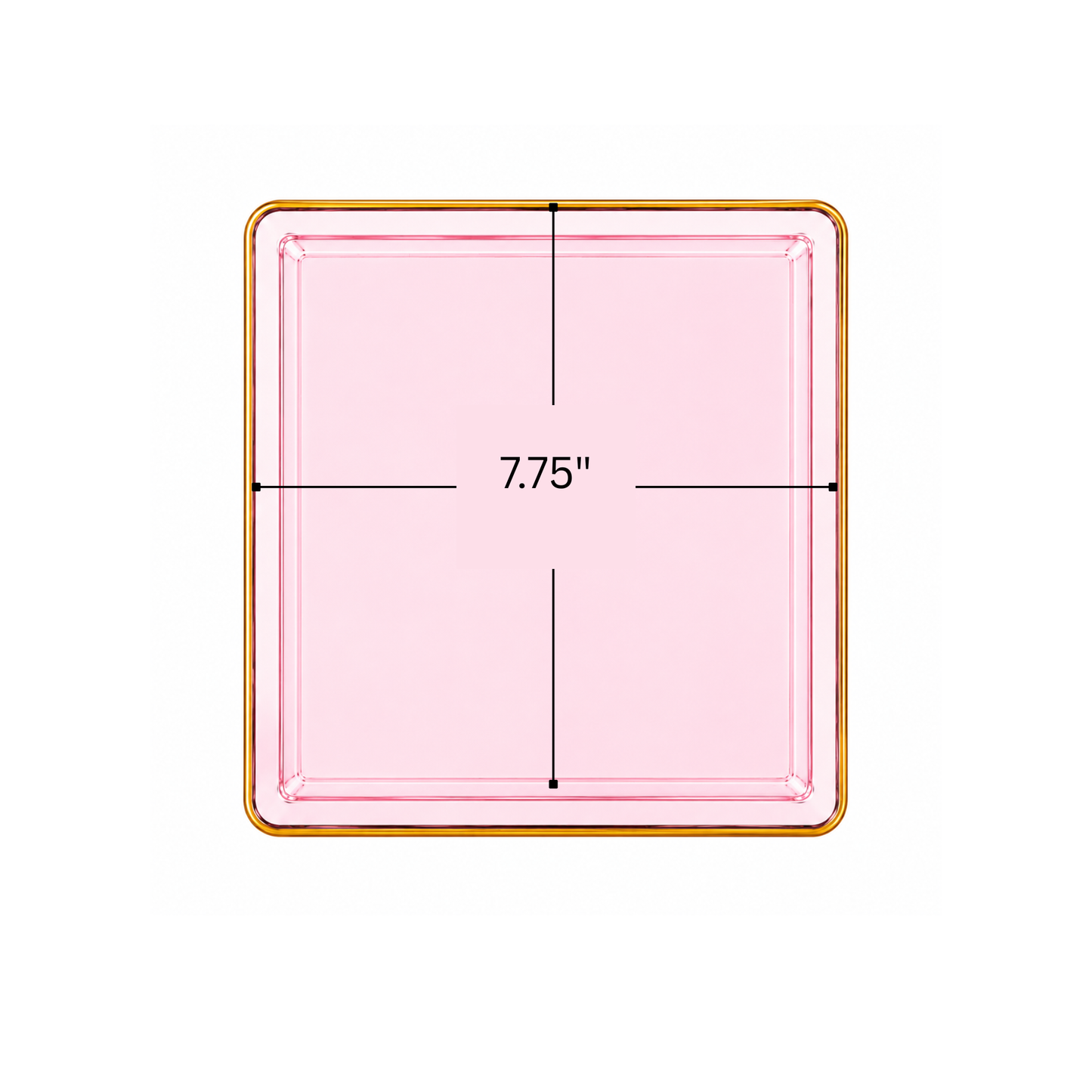 Edge 7.75" Transparent Pink with Gold Rim Square Dessert Plastic Plates Disposable Plates SIMCHA Collection