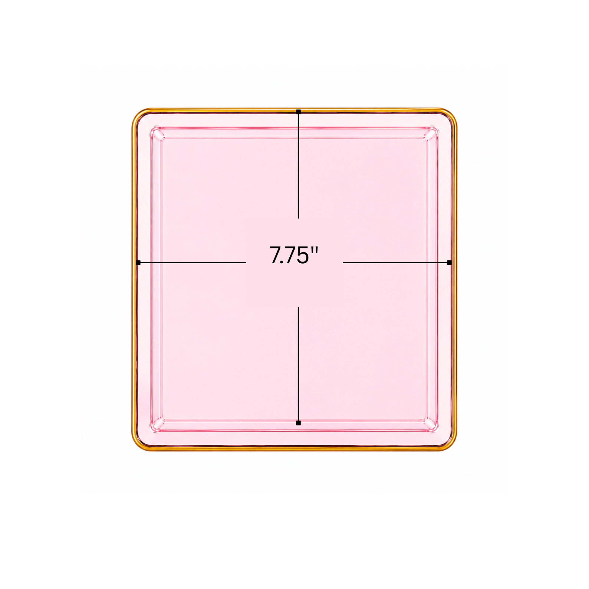 Edge 7.75" Transparent Pink with Gold Rim Square Dessert Plastic Plates Disposable Plates SIMCHA Collection