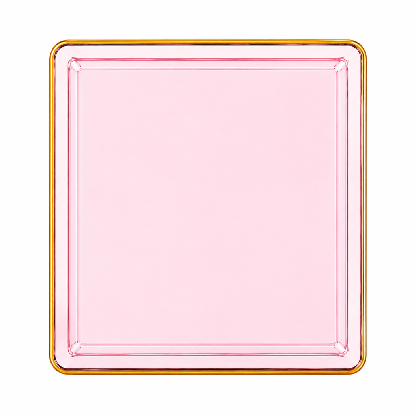 10.75"&7.75" Square Pink With Gold Rim Plastic Plates COMBO Set-Edge Combo Disposable Plates SIMCHA Collection