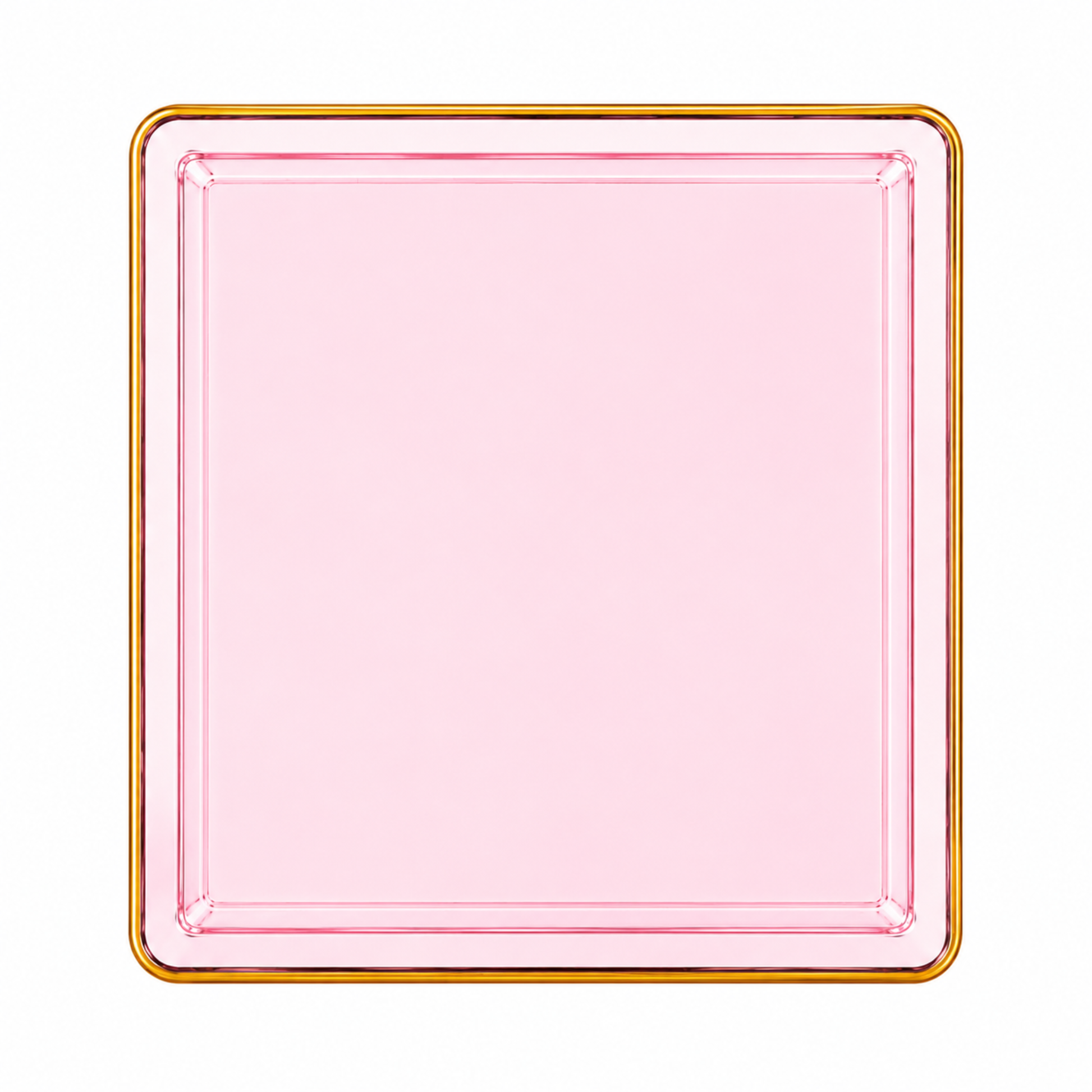 10.75"&7.75" Square Pink With Gold Rim Plastic Plates COMBO Set-Edge Combo Disposable Plates SIMCHA Collection