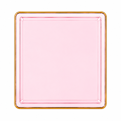 10.75"&7.75" Square Pink With Gold Rim Plastic Plates COMBO Set-Edge Combo Disposable Plates SIMCHA Collection