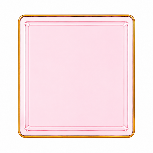 10.75"&7.75" Square Pink With Gold Rim Plastic Plates COMBO Set-Edge Combo Disposable Plates SIMCHA Collection