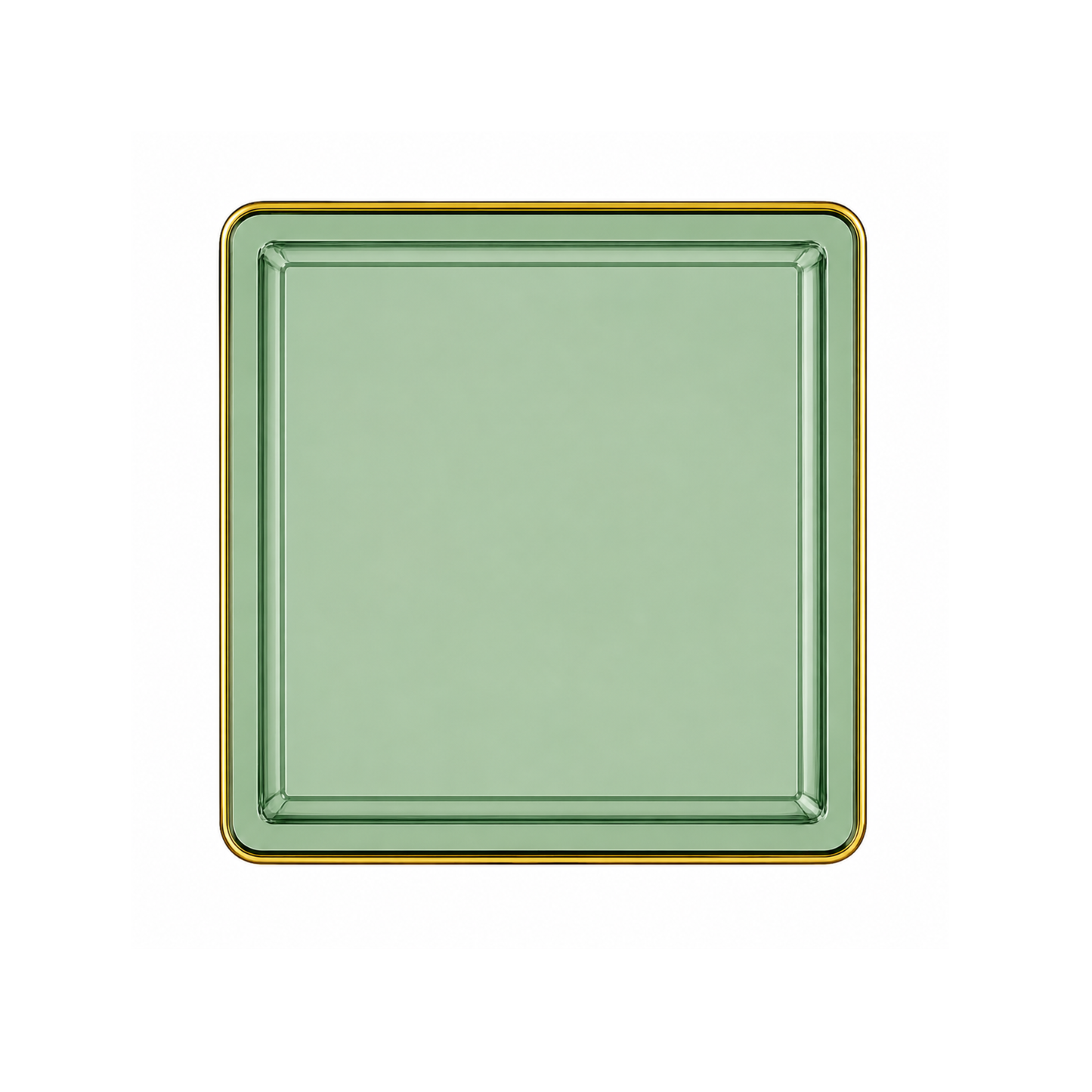 10.75"&7.75" Square Green With Gold Rim Plastic Plates COMBO Set-Edge Combo Disposable Plates SIMCHA Collection