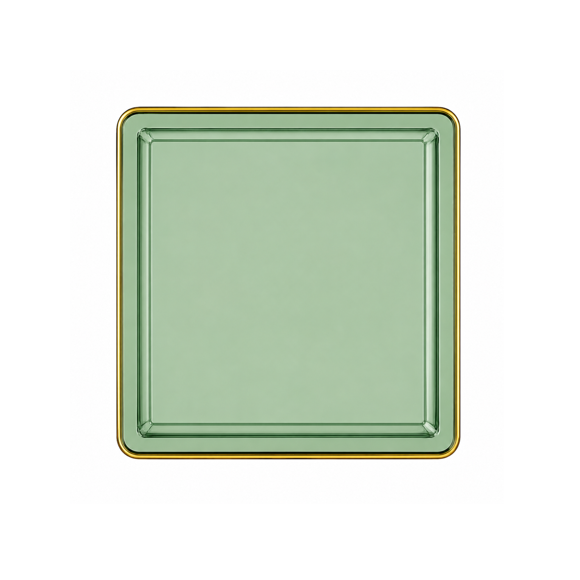 10.75"&7.75" Square Green With Gold Rim Plastic Plates COMBO Set-Edge Combo Disposable Plates SIMCHA Collection
