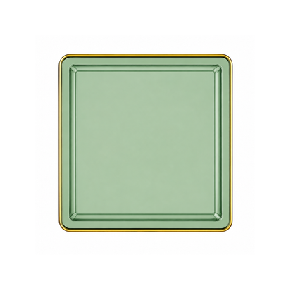 10.75"&7.75" Square Green With Gold Rim Plastic Plates COMBO Set-Edge Combo Disposable Plates SIMCHA Collection