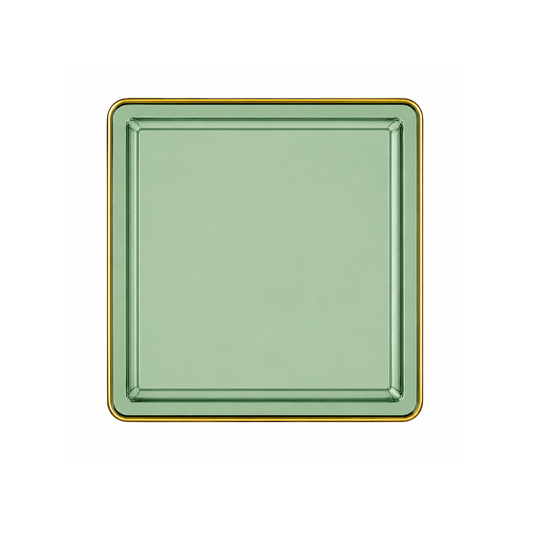 10.75"&7.75" Square Green With Gold Rim Plastic Plates COMBO Set-Edge Combo Disposable Plates SIMCHA Collection