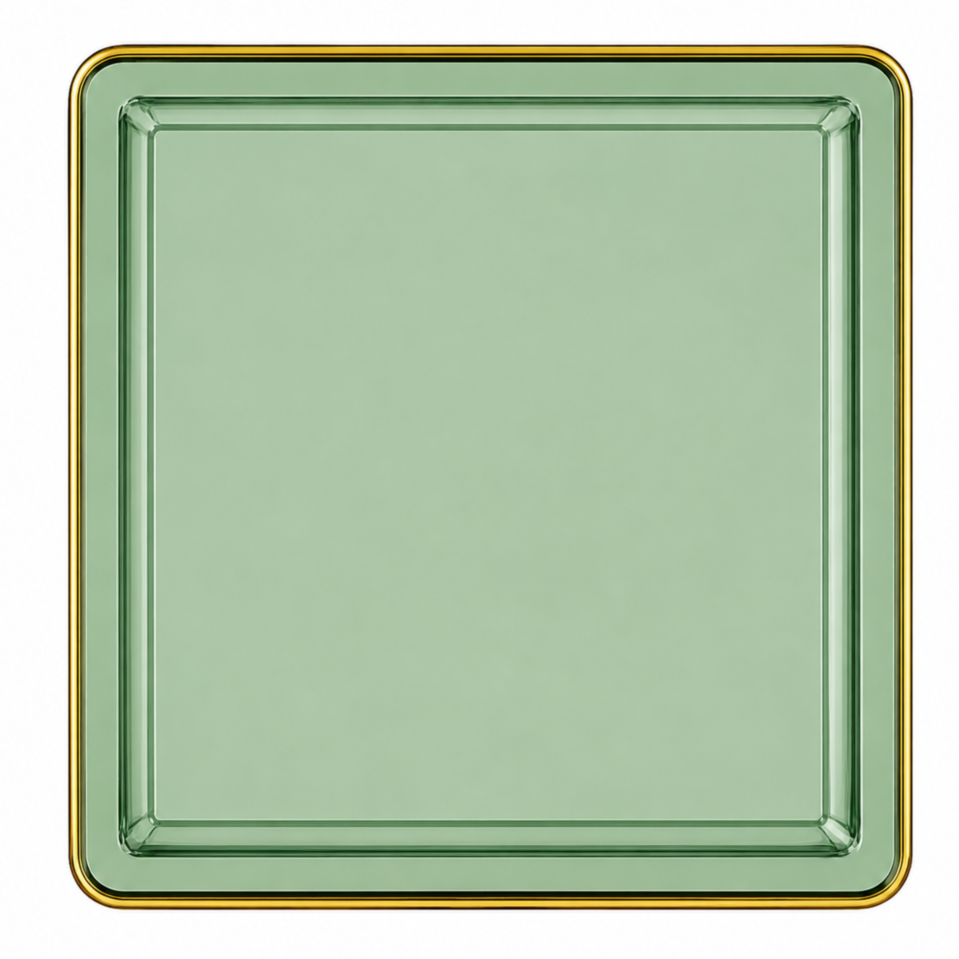 10.75"&7.75" Square Green With Gold Rim Plastic Plates COMBO Set-Edge Combo Disposable Plates SIMCHA Collection