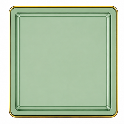10.75"&7.75" Square Green With Gold Rim Plastic Plates COMBO Set-Edge Combo Disposable Plates SIMCHA Collection