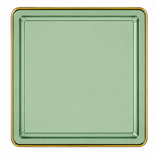 10.75"&7.75" Square Green With Gold Rim Plastic Plates COMBO Set-Edge Combo Disposable Plates SIMCHA Collection
