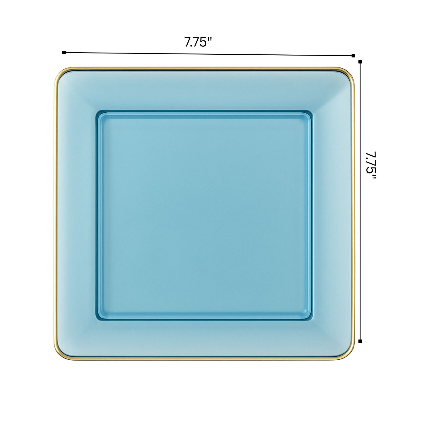 COMBO SET The Edge Collection 10.75" & 7.75" Square Blue With Gold Rim Plastic Dinnerware Combo Disposable Plates SIMCHA Collection