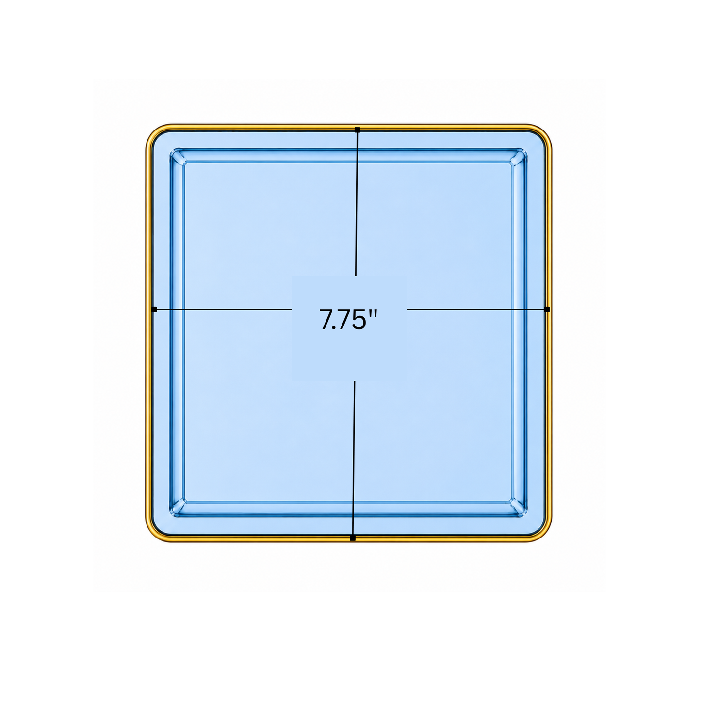 Edge 7.75" Transparent Blue with Gold Rim Square Dessert Plastic Plates Disposable Plates SIMCHA Collection