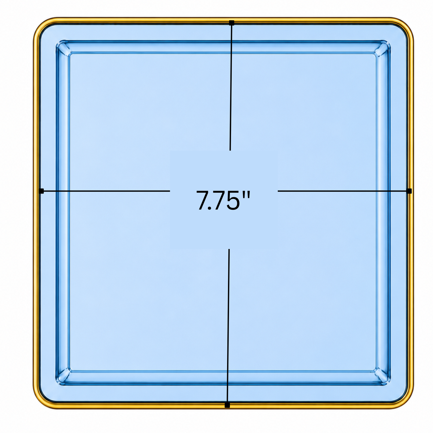 Edge 10.75" Transparent Blue with Gold Rim Square Plastic Dinner Plates Disposable Plates SIMCHA Collection