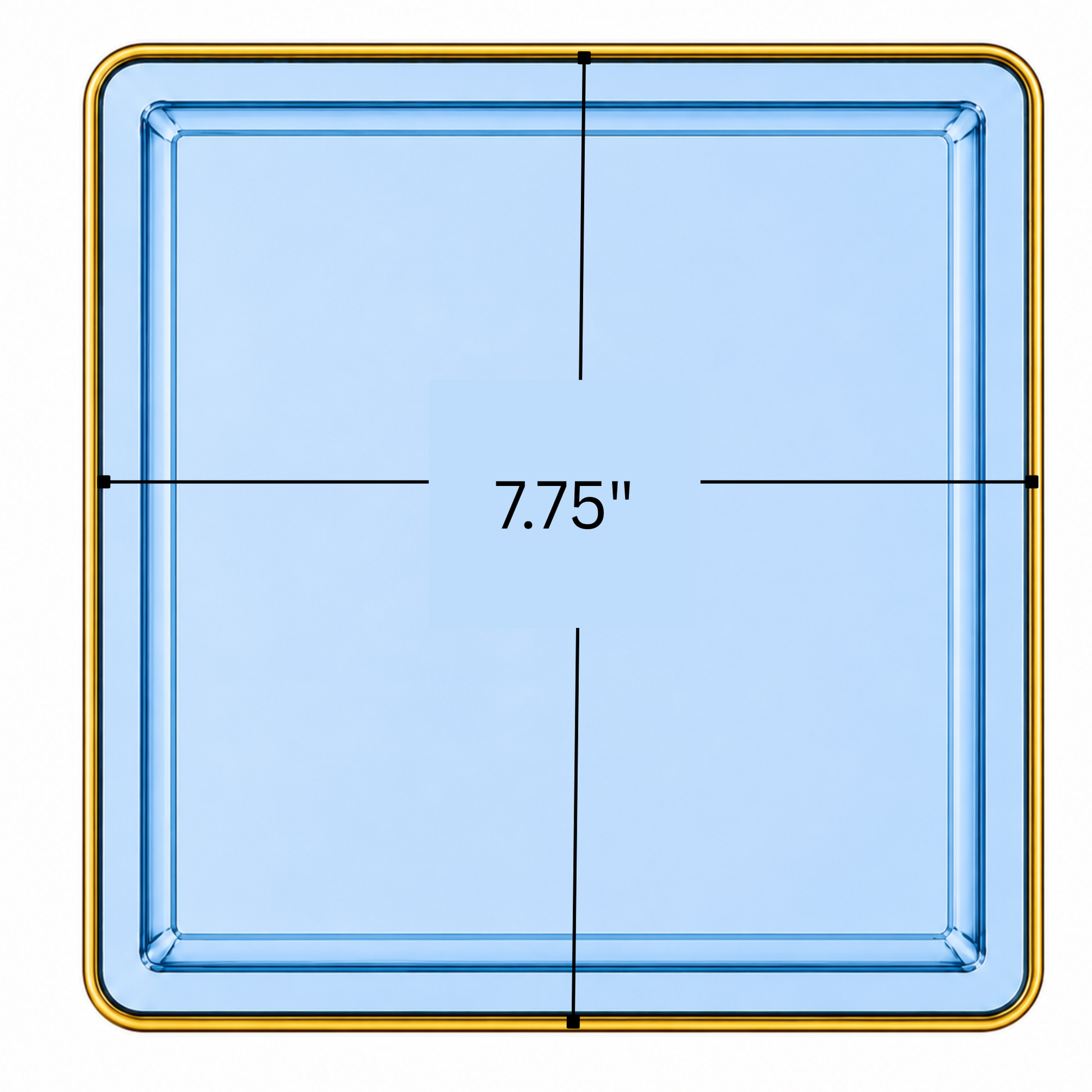Edge 10.75" Transparent Blue with Gold Rim Square Plastic Dinner Plates Disposable Plates SIMCHA Collection