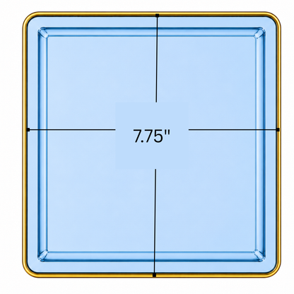 Edge 10.75" Transparent Blue with Gold Rim Square Plastic Dinner Plates Disposable Plates SIMCHA Collection
