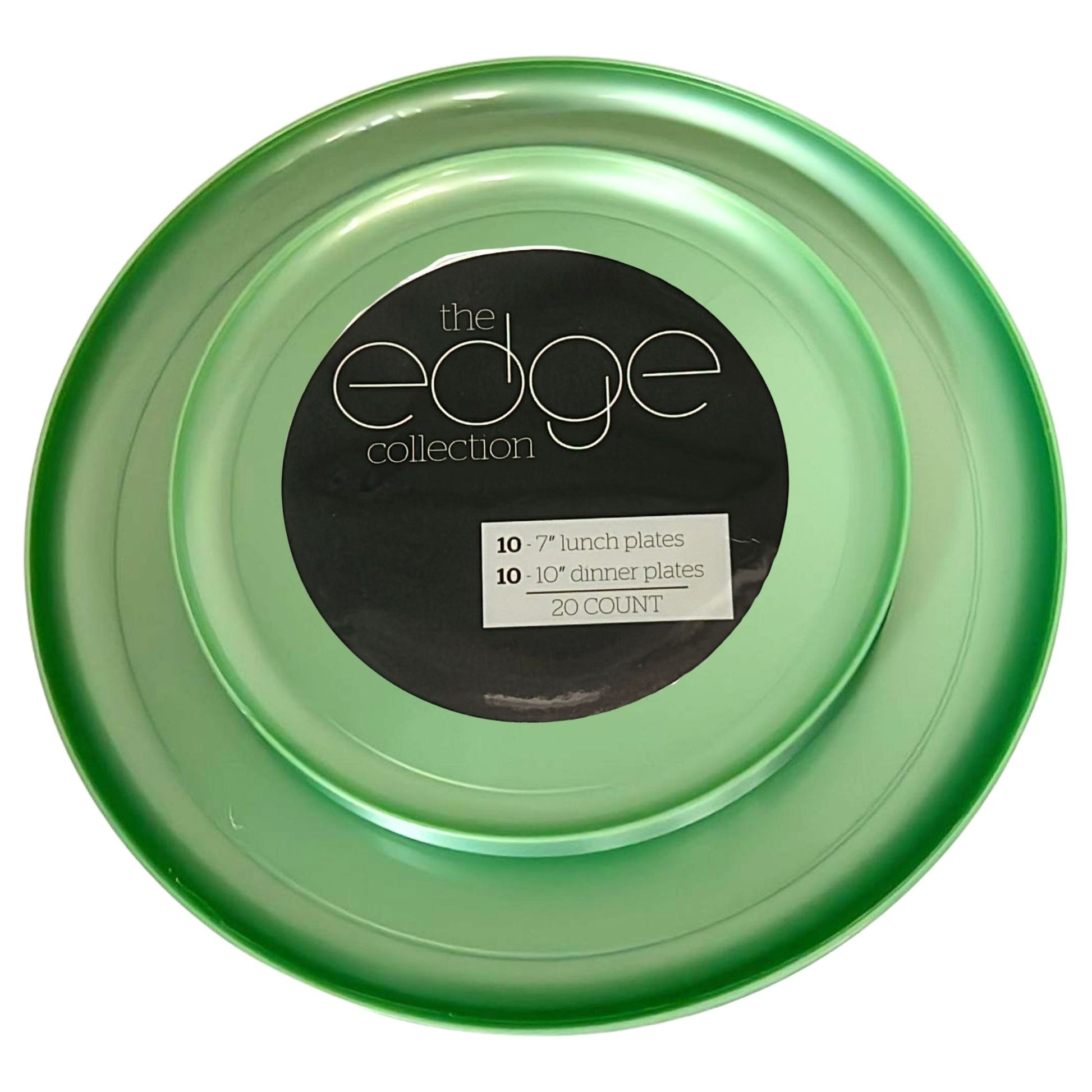 COMBO SET The Edge Collection 10" & 7" Perlized Green Plastic Dinnerware Combo Disposable Plates SIMCA Collection