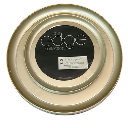 COMBO SET The Edge Collection 10" & 7" Pewter Plastic Dinnerware Combo Disposable Plates SIMCA Collection