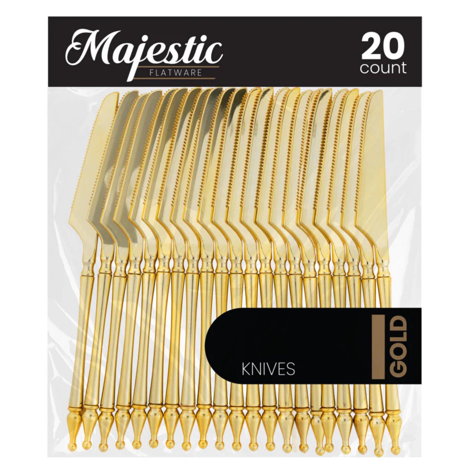 Majestic Flatware Plastic Gold Knives Disposable Knives Magestic