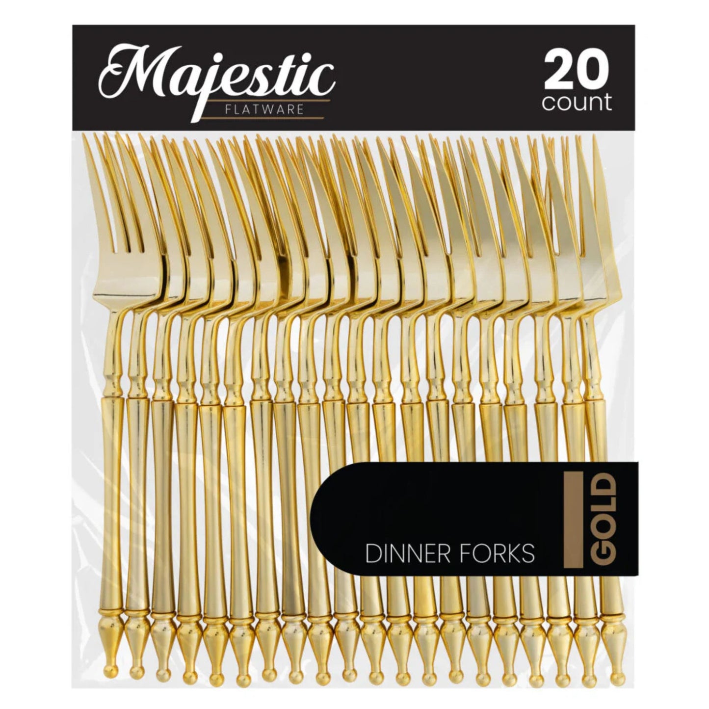 Majestic Flatware Plastic Gold Dinner Forks Disposable Forks Magestic
