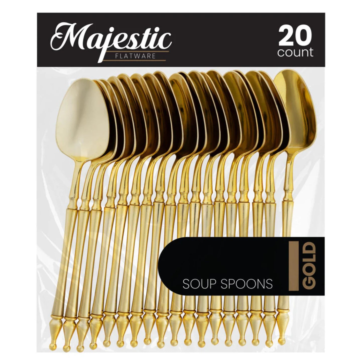 Majestic Flatware Plastic Gold Soup Spoons Disposable Spoons Magestic