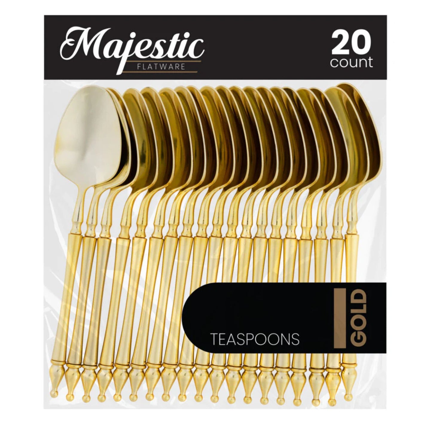 Majestic Flatware Plastic Gold Tea Spoons Disposable Spoons Magestic