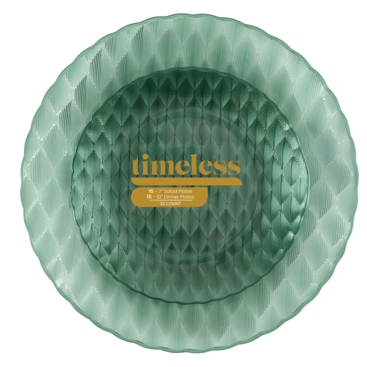 10"&7" Green Plastic Plates Combo Set:Timeless