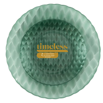 10"&7" Green Plastic Plates Combo Set:Timeless