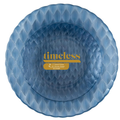 10"&7" Blue Plastic Plates Combo Set:Timeless