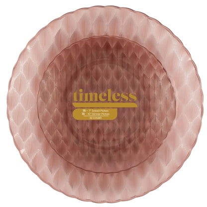 10"&7" Rose Plastic Plates Combo Set:Timeless