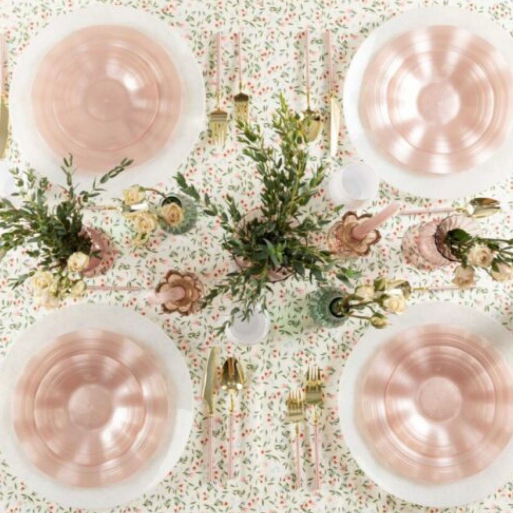 COMBO SET Ribbed Collection 10" & 7" Pink Pearl Plastic Dinnerware Combo Disposable Plates SIMCHA Collection