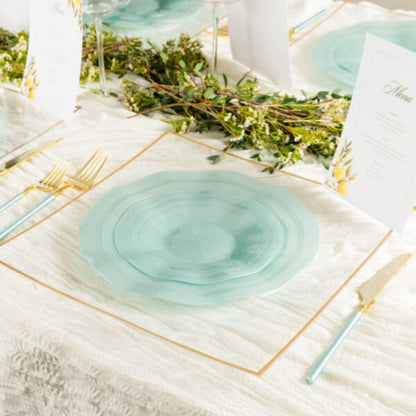 COMBO SET Ribbed Collection 10" & 7" Teal Pearl Plastic Dinnerware Combo Disposable Plates SIMCHA Collection