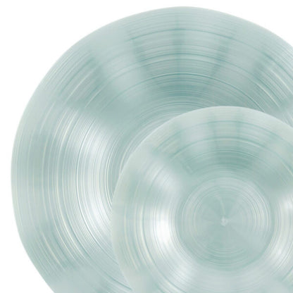 COMBO SET Ribbed Collection 10" & 7" Teal Pearl Plastic Dinnerware Combo Disposable Plates SIMCHA Collection