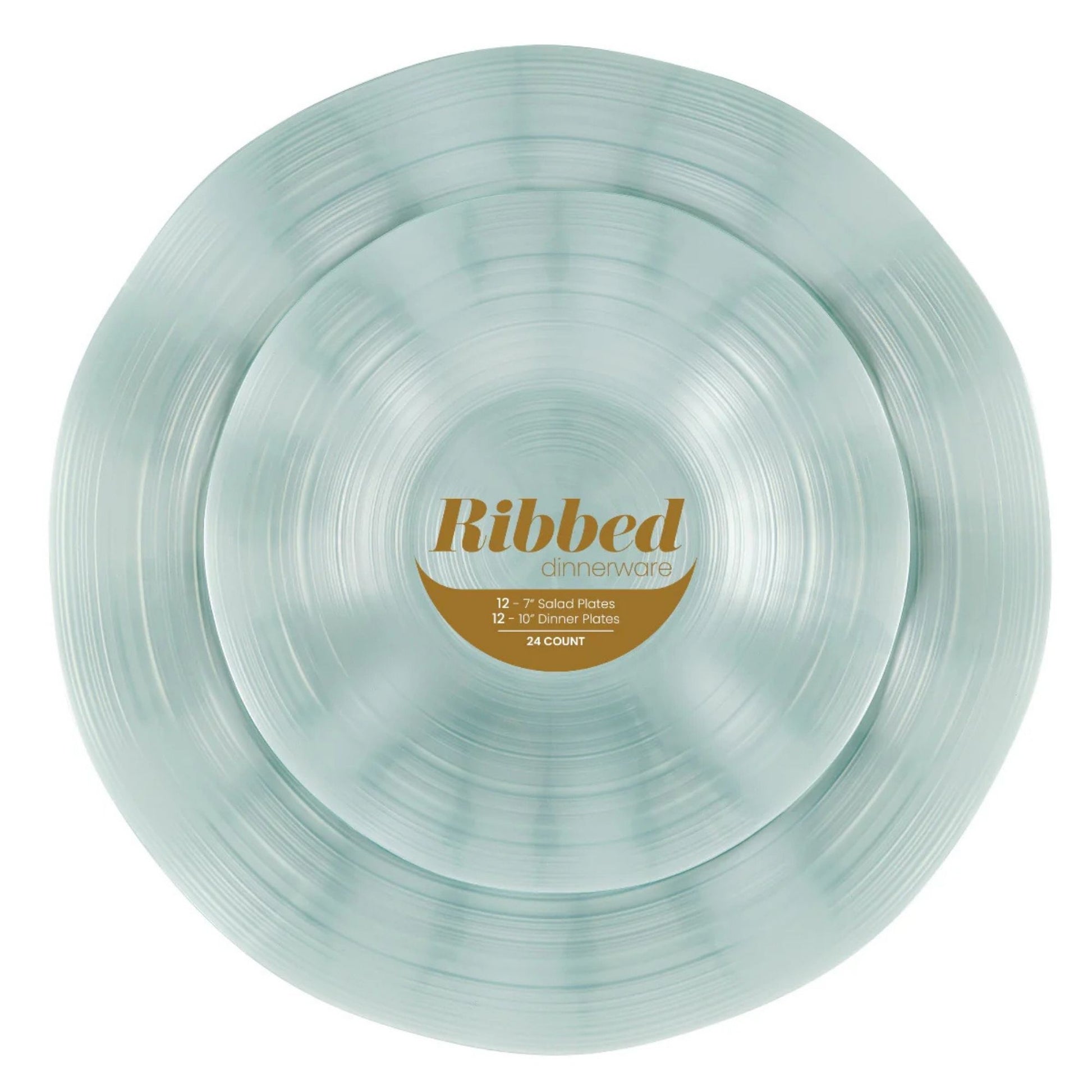 COMBO SET Ribbed Collection 10" & 7" Teal Pearl Plastic Dinnerware Combo Disposable Plates SIMCHA Collection