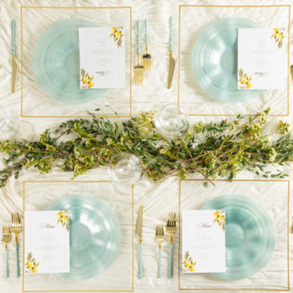 COMBO SET Ribbed Collection 10" & 7" Teal Pearl Plastic Dinnerware Combo Disposable Plates SIMCHA Collection