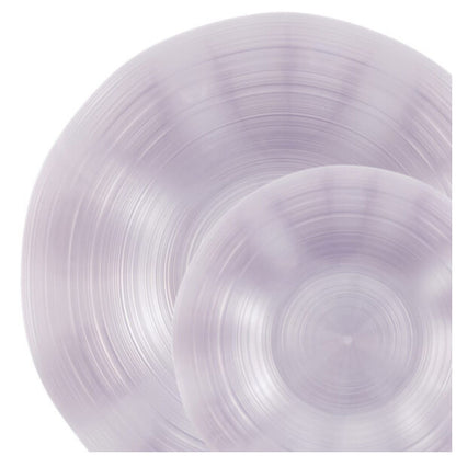 COMBO SET Ribbed Collection 10" & 7" Lavender Pearl Plastic Dinnerware Combo Disposable Plates SIMCHA Collection